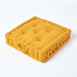 Coussin de sol jaune moutarde - rajput - 40 x 40 cm - HOMESCAPES