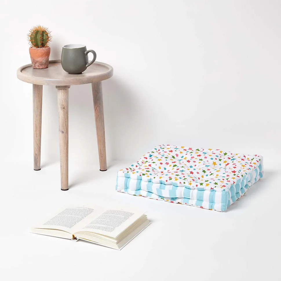 Coussin de sol multicolore - étoiles - 40 x 40 cm - HOMESCAPES