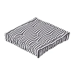 Coussin de sol noir - fines rayures - 50 x 50 cm - HOMESCAPES