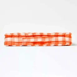Coussin de sol orange à  grands carreaux vichy, 50 x 50 cm - HOMESCAPES