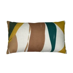 Coussin de sol Ornami L.50 x l.30 cm motif blanc kaki