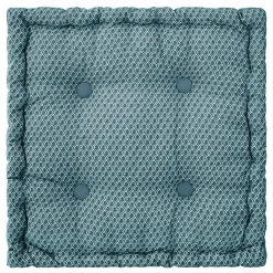 Coussin de sol Otto - coton - bleu canard 40x40 cm - Atmosphera