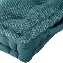 Coussin de sol Otto - coton - bleu canard 40x40 cm - Atmosphera