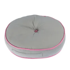 Coussin de sol rond gris et rose 43 cm - HOMESCAPES