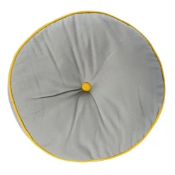 Coussin de sol rond gris et jaune 43 cm - HOMESCAPES