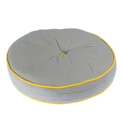 Coussin de sol rond gris et jaune 43 cm - HOMESCAPES