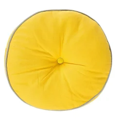 Coussin de sol rond jaune et gris 43 cm - HOMESCAPES