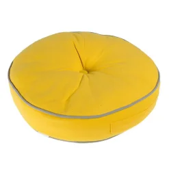 Coussin de sol rond jaune et gris 43 cm - HOMESCAPES