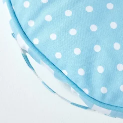 Coussin de sol rond pour enfants bleu et blanc à  pois 43 cm - HOMESCAPES
