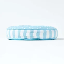 Coussin de sol rond pour enfants bleu et blanc à  pois 43 cm - HOMESCAPES