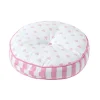 Coussin de sol rond pour enfants rose et blanc à  motif cœurs 43 cm - HOMESCAPES