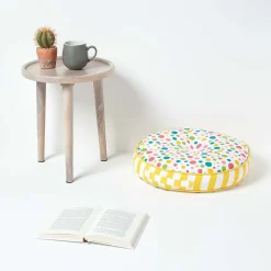 Coussin de sol rond pour enfants multicolore à  pois 43 cm - HOMESCAPES