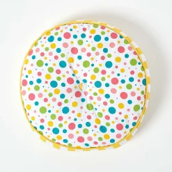 Coussin de sol rond pour enfants multicolore à  pois 43 cm - HOMESCAPES