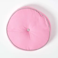 Coussin de sol rond rose et gris 43 cm - HOMESCAPES