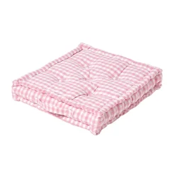 Coussin de sol rose - carreaux vichy - 50 x 50 cm - HOMESCAPES