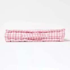 Coussin de sol rose - carreaux vichy - 50 x 50 cm - HOMESCAPES