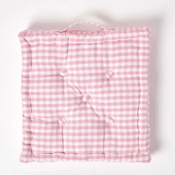 Coussin de sol rose - carreaux vichy - 40 x 40 cm - HOMESCAPES