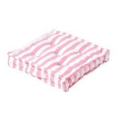 Coussin de sol rose - grandes rayures - 40 x 40 cm - HOMESCAPES