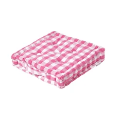 Coussin de sol rose à  grands carreaux vichy, 50 x 50 cm - HOMESCAPES