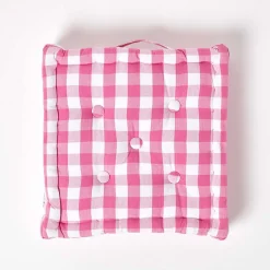 Coussin de sol rose à  grands carreaux vichy, 50 x 50 cm - HOMESCAPES