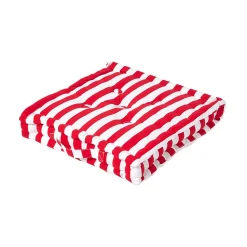 Coussin de sol rouge - grandes rayures - 50 x 50 cm - HOMESCAPES