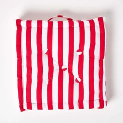 Coussin de sol rouge - grandes rayures - 50 x 50 cm - HOMESCAPES