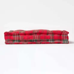 Coussin de sol rouge - tartan écossais - 50 x 50 cm - HOMESCAPES