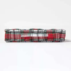 Coussin de sol rouge et blanc - tartan écossais - 50 x 50 cm - HOMESCAPES