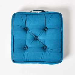 Coussin de sol turquoise - rajput tissé main - HOMESCAPES