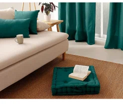 Coussin de sol uni en coton Panama