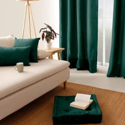 Coussin de sol uni en pur coton (50x50x10 cm - Vert foncé)