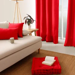 Coussin de sol uni en pur coton (50x50x10 cm - Rouge)