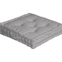 Coussin de sol uni en pur coton (50x50x10 cm - Gris clair)