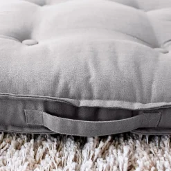 Coussin de sol uni en pur coton (50x50x10 cm - Gris clair)