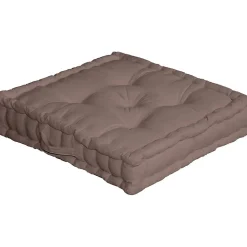 Coussin de sol uni en pur coton (50x50x10 cm - Taupe)