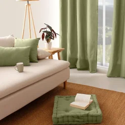 Coussin de sol uni en pur coton (50x50x10 cm - Vert Olive)