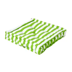 Coussin de sol vert - grandes rayures - 40 x 40 cm - HOMESCAPES