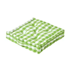 Coussin de sol vert à  grands carreaux vichy, 40 x 40 cm - HOMESCAPES