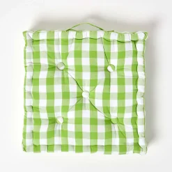 Coussin de sol vert à  grands carreaux vichy, 40 x 40 cm - HOMESCAPES