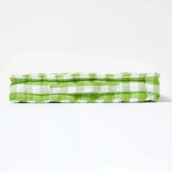 Coussin de sol vert à  grands carreaux vichy, 50 x 50 cm - HOMESCAPES