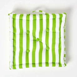 Coussin de sol vert - grandes rayures - 50 x 50 cm - HOMESCAPES