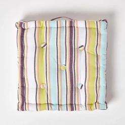 Coussin de sol vert - rayure osaka - 50 x 50 cm - HOMESCAPES