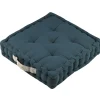 Coussin de sol 45x45x10 cm Duo cobalt lin 100% coton