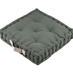 Coussin de sol 45x45x10 cm Duo vert lin 100% coton