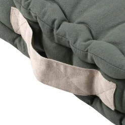 Coussin de sol 45x45x10 cm Duo vert lin 100% coton