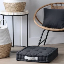 Coussin de sol 45x45x10cm gris anthracite 100% coton
