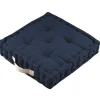 Coussin de sol 45x45x10cm marine et lin 100% coton