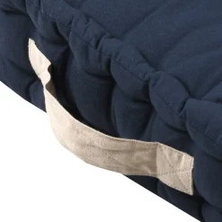 Coussin de sol 45x45x10cm marine et lin 100% coton