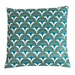 Coussin d'extérieur carré imperméable motifs jacquard bleu L.45 x l.45cm Deco&co