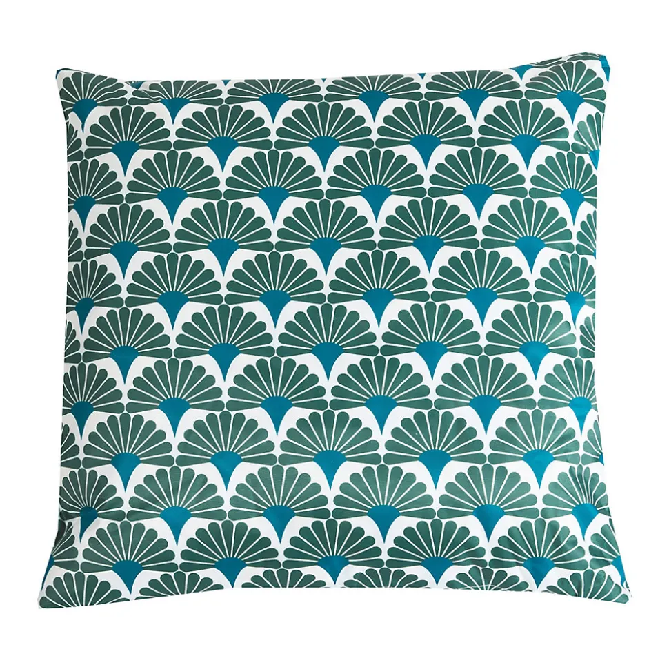 Coussin d'extérieur carré imperméable motifs jacquard bleu L.45 x l.45cm Deco&co